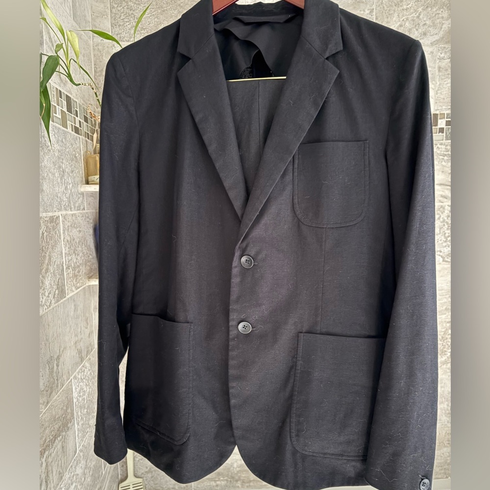 rag & bone Black Men's Linen Suit Blazer 40R Trousers 32x30